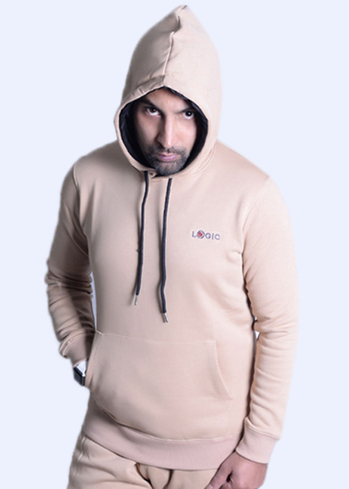 Beige Hoodie - Embroidered logo