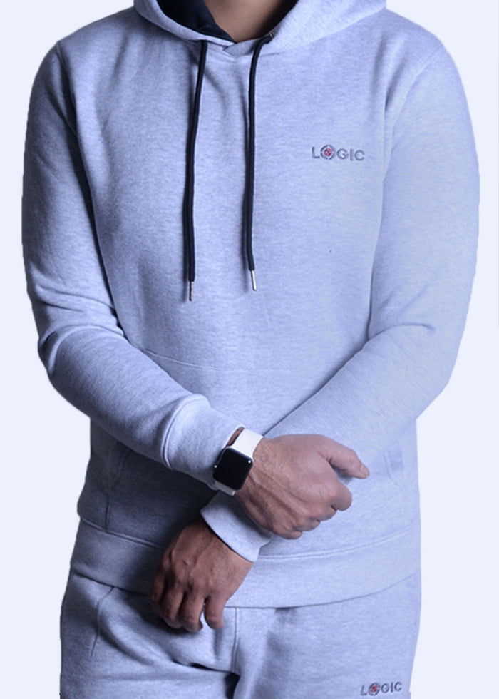 Silver Grey Hoodie - Embroidered logo