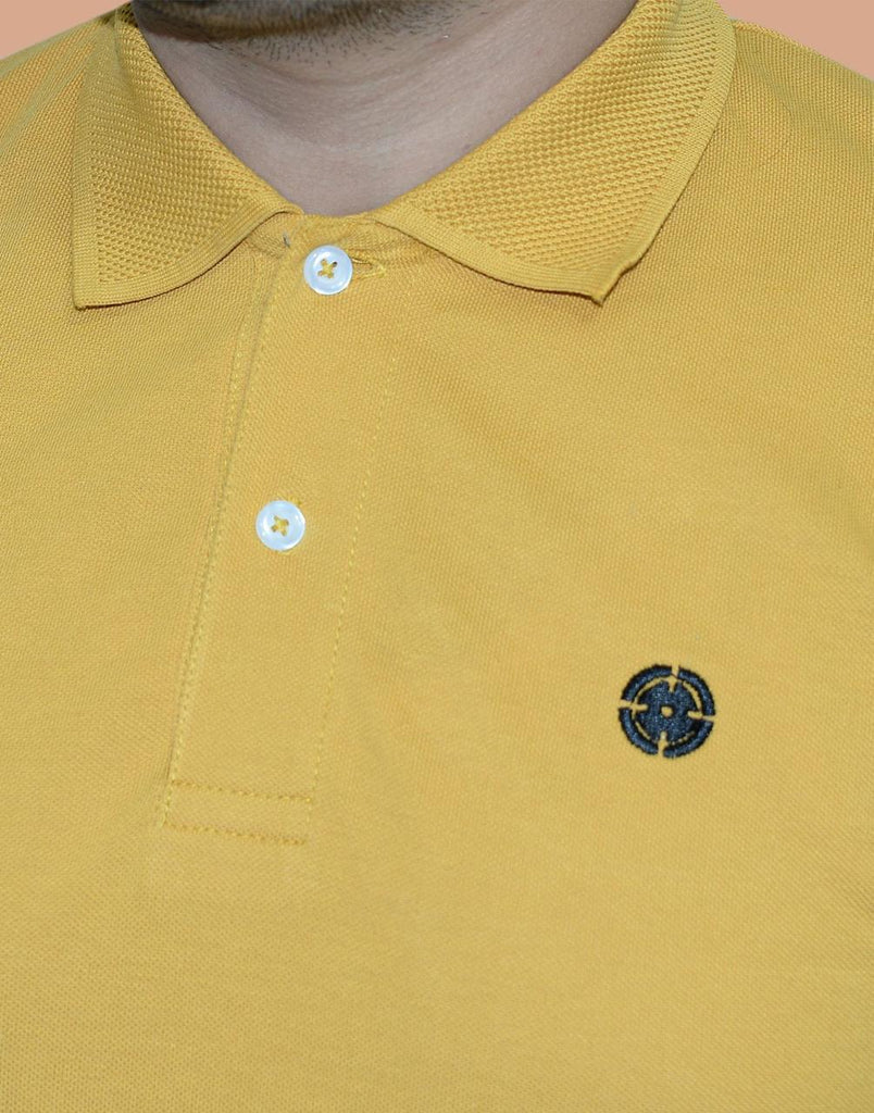 MUSTARD PIQUE POLO - EMBROIDERED LOGO