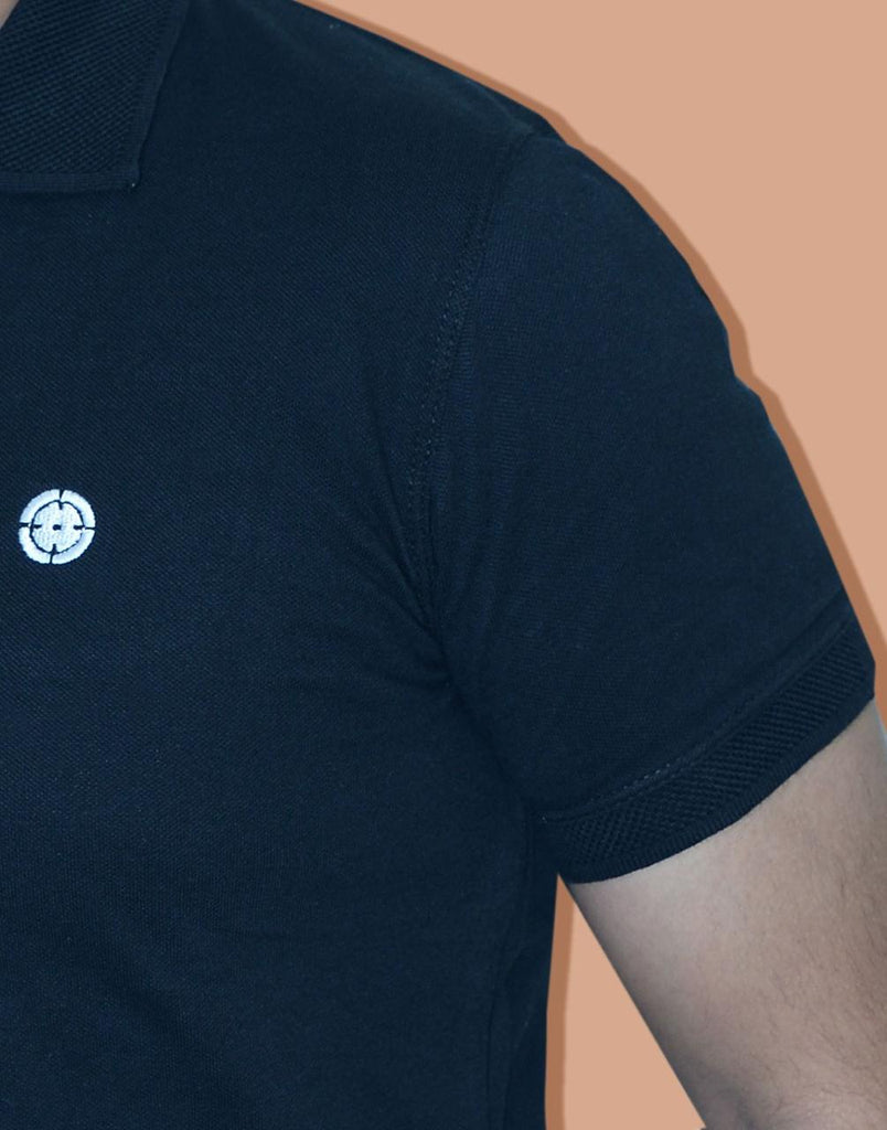 BLACK POLO - EMBROIDERED LOGO