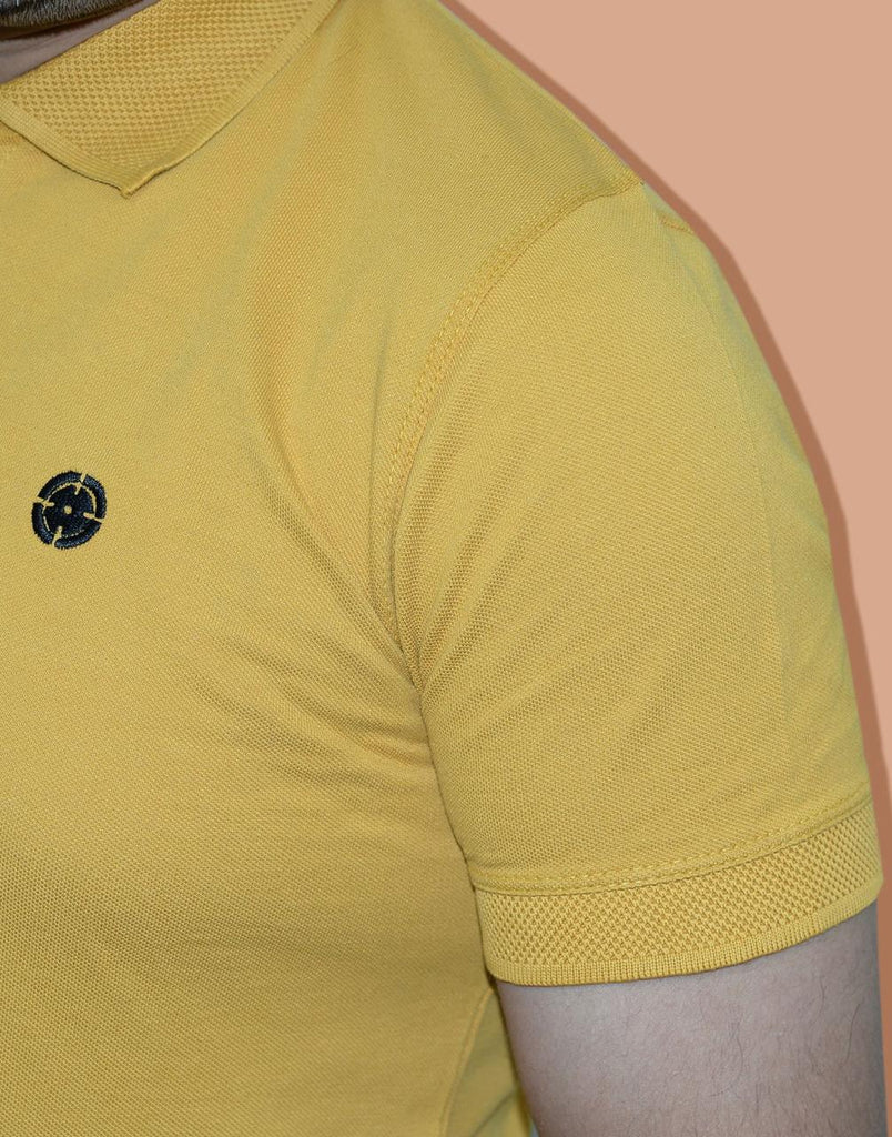 MUSTARD PIQUE POLO - EMBROIDERED LOGO