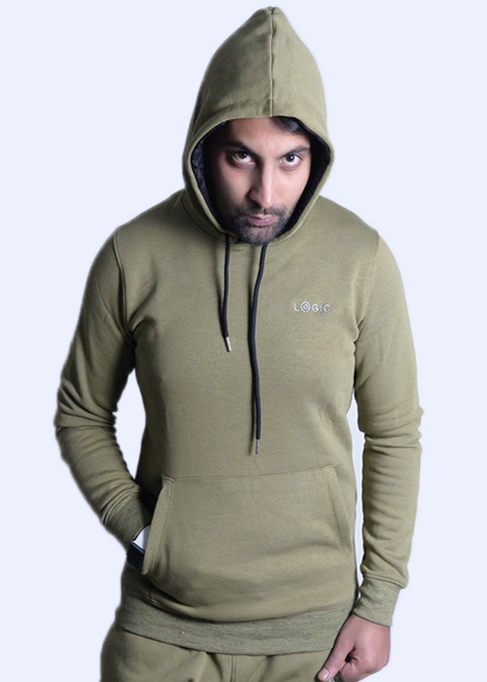 Olive Hoodie - Embroidered logo