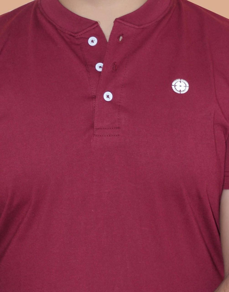 MAROON HENLEY - EMBROIDERED LOGO