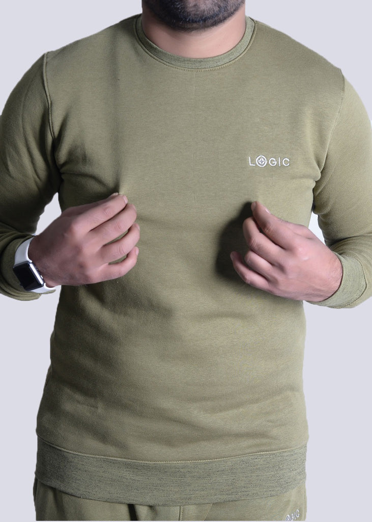 Olive Sweatshirt - Embroidered logo