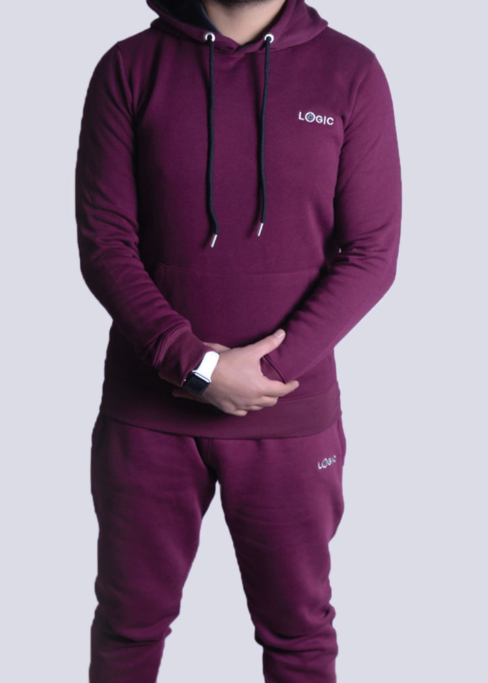 MAROON TRACKSUIT WITH PULL OVER HOODIE