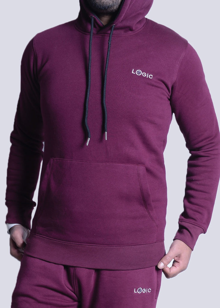 MAROON TRACKSUIT WITH PULL OVER HOODIE