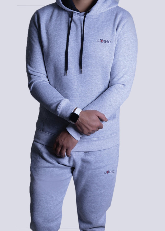 SILVER GREY TRACKSUIT WITH PULL OVER HOODIE